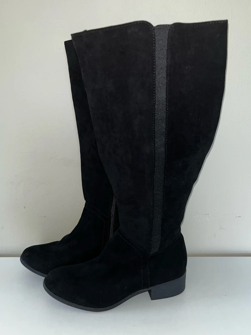 Universal Thread Black Faux Suede Riding Knee High Boots Womens 8-1/2